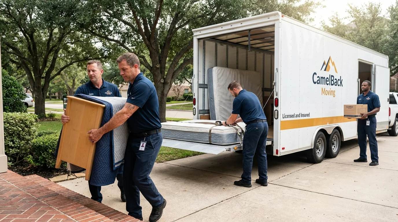 Crew loading residential truck for cross-state move from Davidsonville, MD